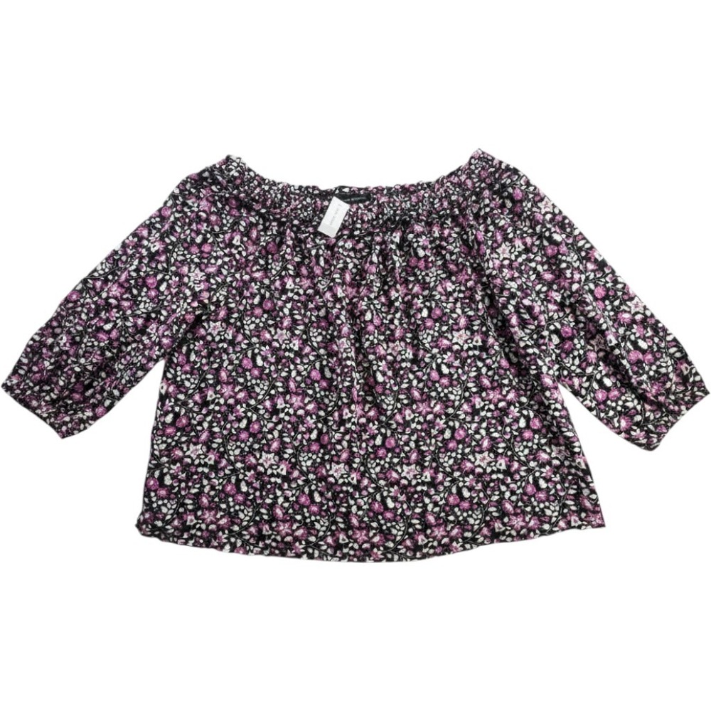 Lane Bryant Blouse 22/24 Purple Floral Off Shoulder 3/4 Sleeve Plus Size NWT